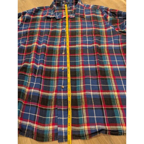 Van Heusen Winterweights Men’s 2XL Plaid Flannel Shirt Blue Red Long Sleeve - Picture 4 of 8